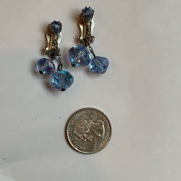 Lot 5 Pair Clip On Earrings Vintage Rhinestone Crystal Silver Gold Tone Costume - Picture 8 of 15